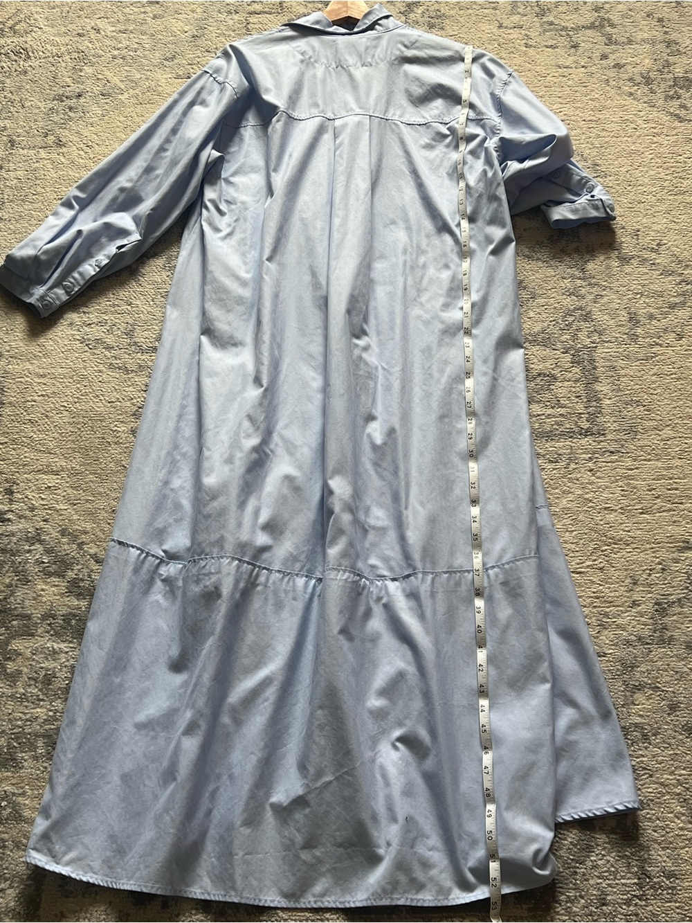 Cotton Shirt Dress in Light Blue - Picture 9 of 13